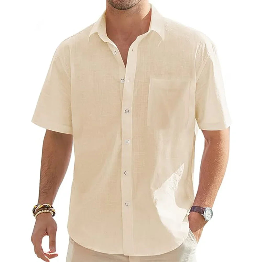 Chemise Décontractée Homme en Coton et Lin